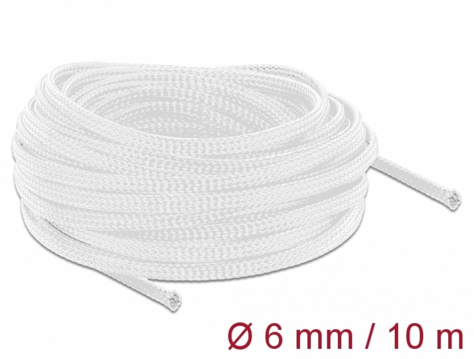 Plasa pentru organizarea cablurilor 10m x 6mm alb, Delock 20693 10m imagine noua 2022